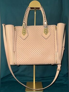 henri bendel Tan Woven Satchel with Gold-Tone Hardware